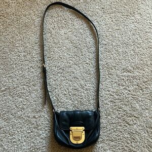 Michael Kors Big Buckle Black Leather Crossbody with Gold Hardware